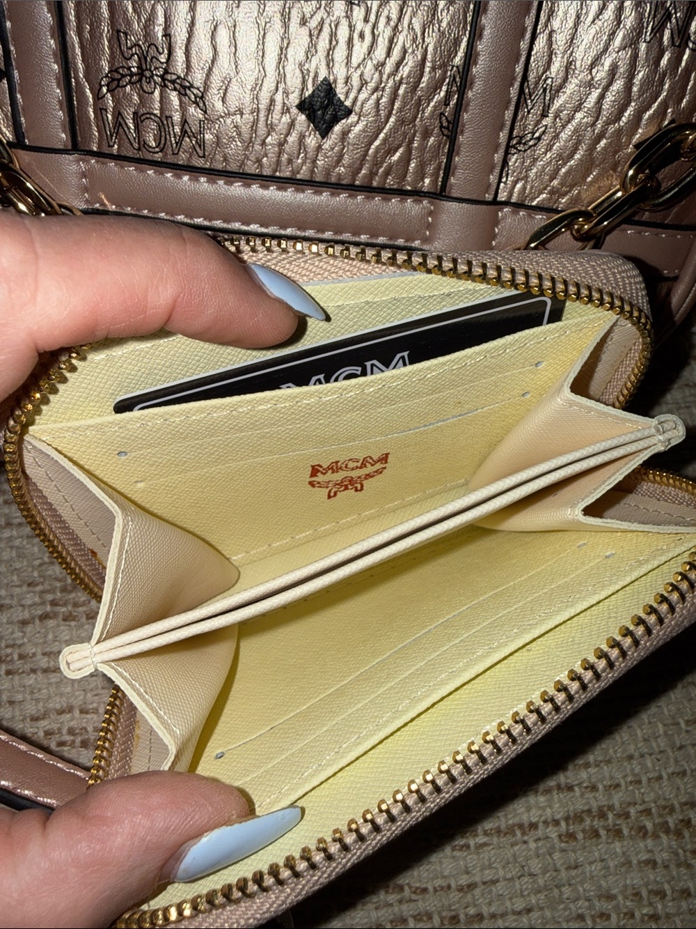 MCM Metallic Rose Visetos Crossbody with Wallet - Picture 4 of 10
